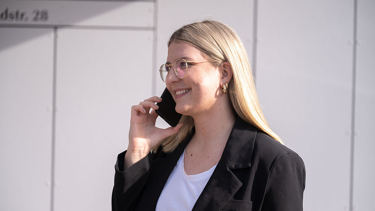 Secure smartphones, tablets and other devices. Woman on the phone with smartphone