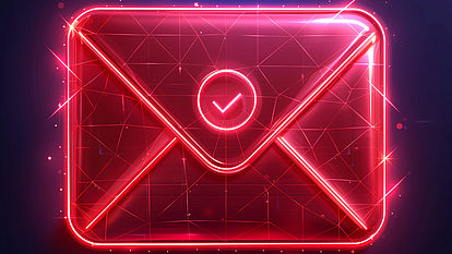 Securepoint mail security Luminous red envelope with a check mark as a seal