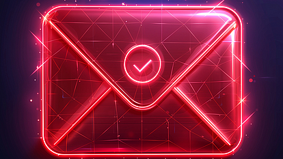 Securepoint mail security Luminous red envelope with a check mark as a seal