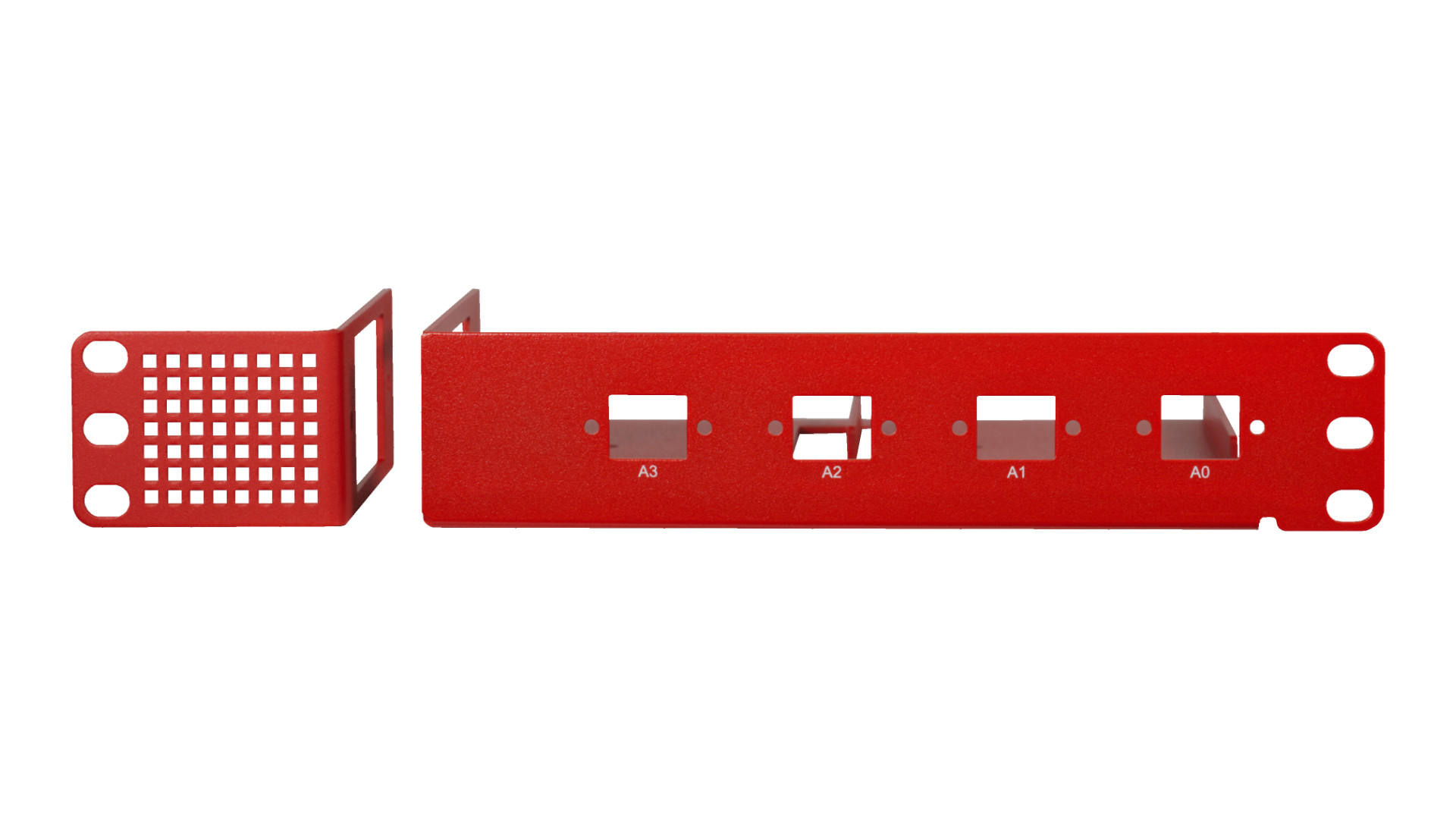Rackmount kit ‘Premium’ for desktop UTM firewalls Detailed view of the ‘Premium’ rackmount kit