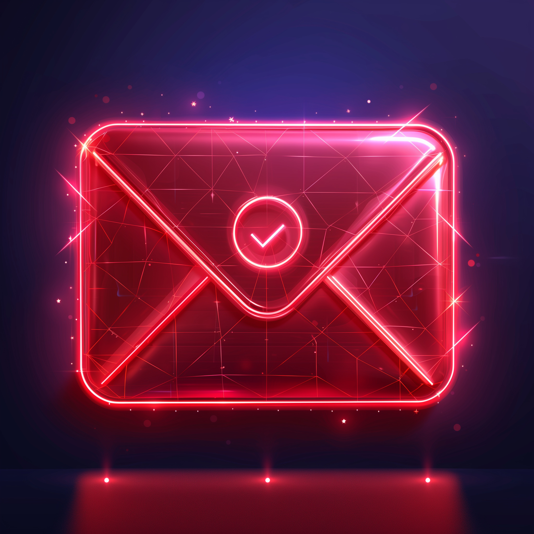 Securepoint mail security Luminous red envelope with a check mark as a seal