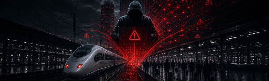 Findings from attacks in the first quarter of 2026 Graphic depicting a shadowy figure standing over a train and a map of Germany shown in red