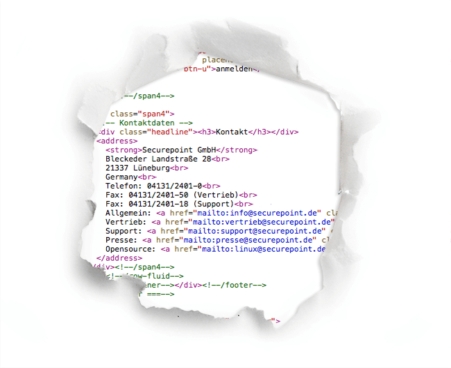 Bild mit Quellcode und Securepoint-Adresse Bild mit Quellcode